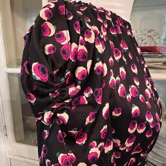 ANNA SUI Vintage Silk Dress, Size 8, Black & Purple Flower Petals, Early 2000s! - Picture 6 of 13